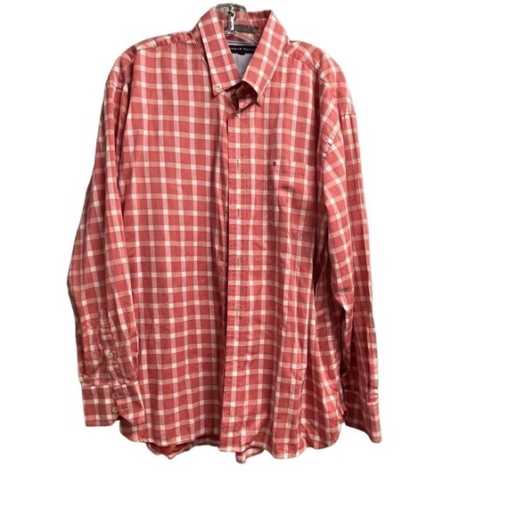 Tommy Hilfiger red and white plaid long sleeve button down XL - Picture 1 of 2